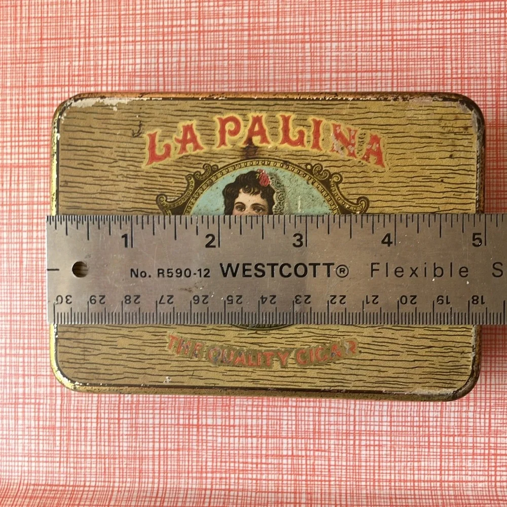 Set of two vintage antique metal cigar tobacco boxes tins advertising tobacciana